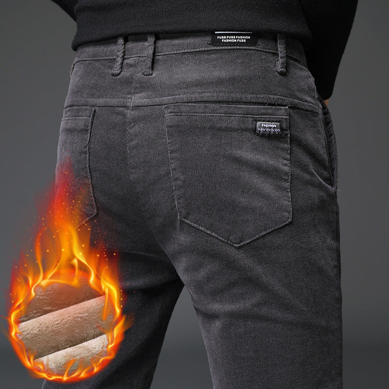Pantalon d'Hiver Classique en Tissu Chaud pour Hommes-1