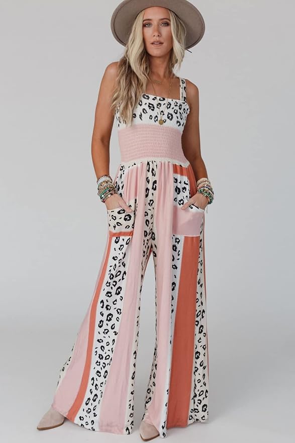 Combinaison Femme Chic à Jambes Larges en Polyester-2