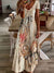Variant image for Robe Femme Col en V Imprimé Papillon 100% Polyester Printemps Été-48