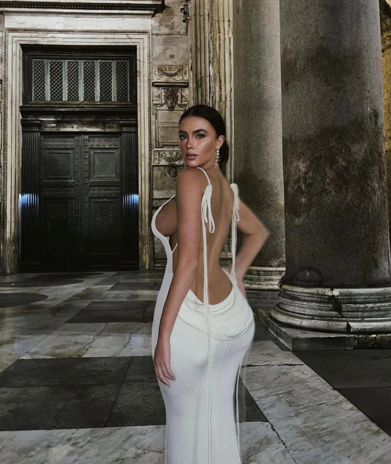 Variant image for Robe Longue Femme Noire Décolleté Dos Tissu Élastique Maxi-12