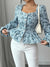 Chemisier Femme Chic à Motif Floral avec Manches Gonflées en Tissu Léger-1