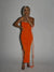 Robe Longue Femme Noire Décolleté Dos Tissu Élastique Maxi-1
