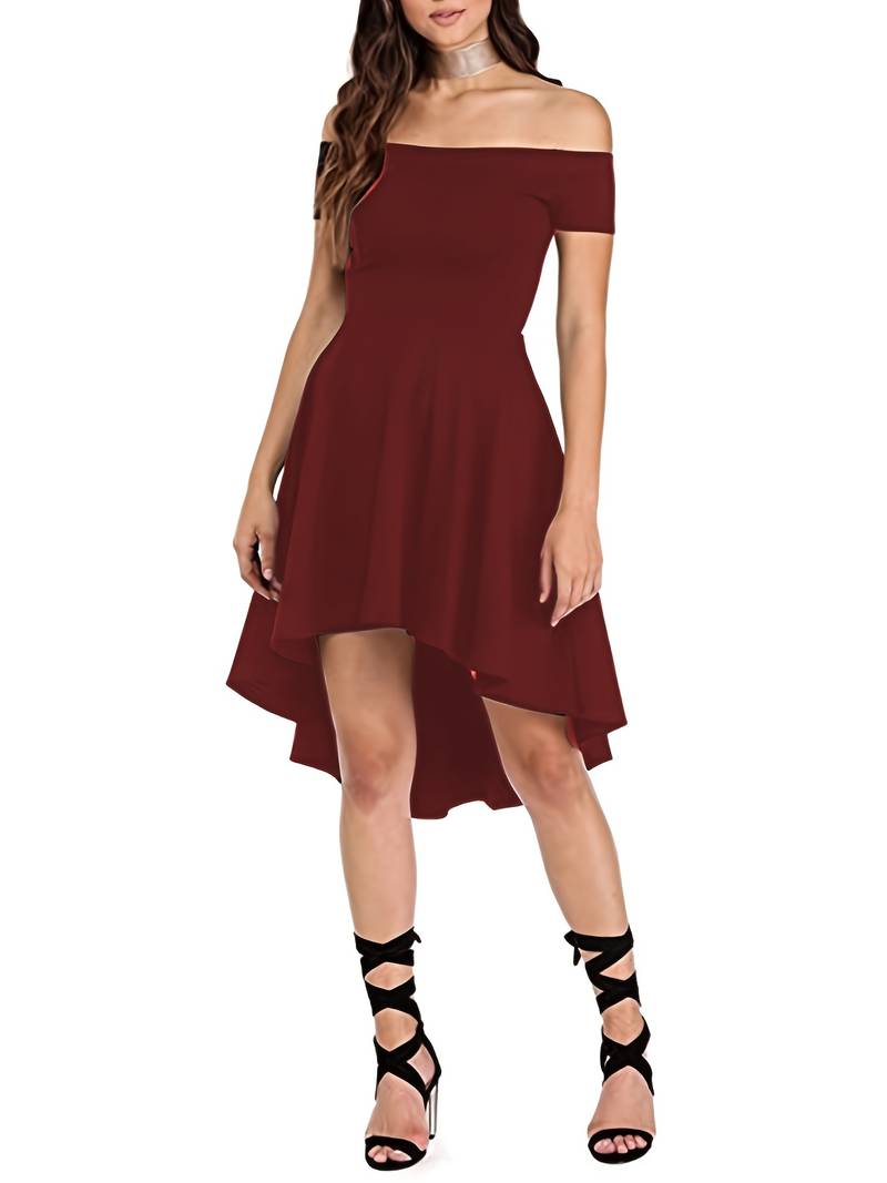 Robe de Soirée Épaules Dénudées Femme Polyester Élégante 5