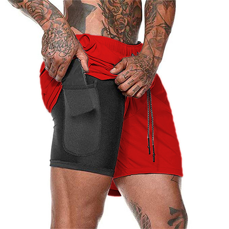 Short de plage double couche pour hommes