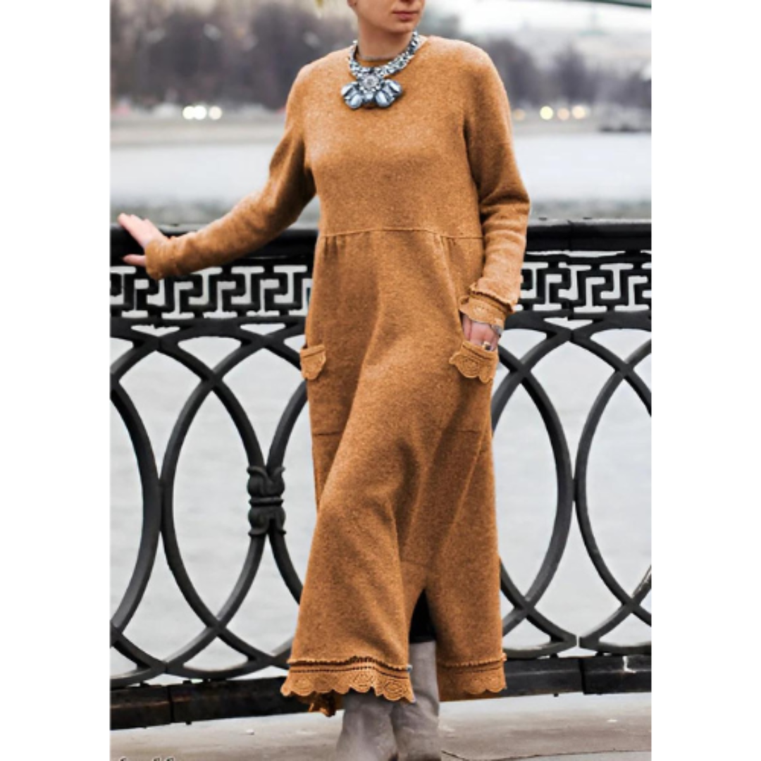 Variant image for Robe Longue Femme Élégante en Tissu Doux Ajustement Décontracté-43