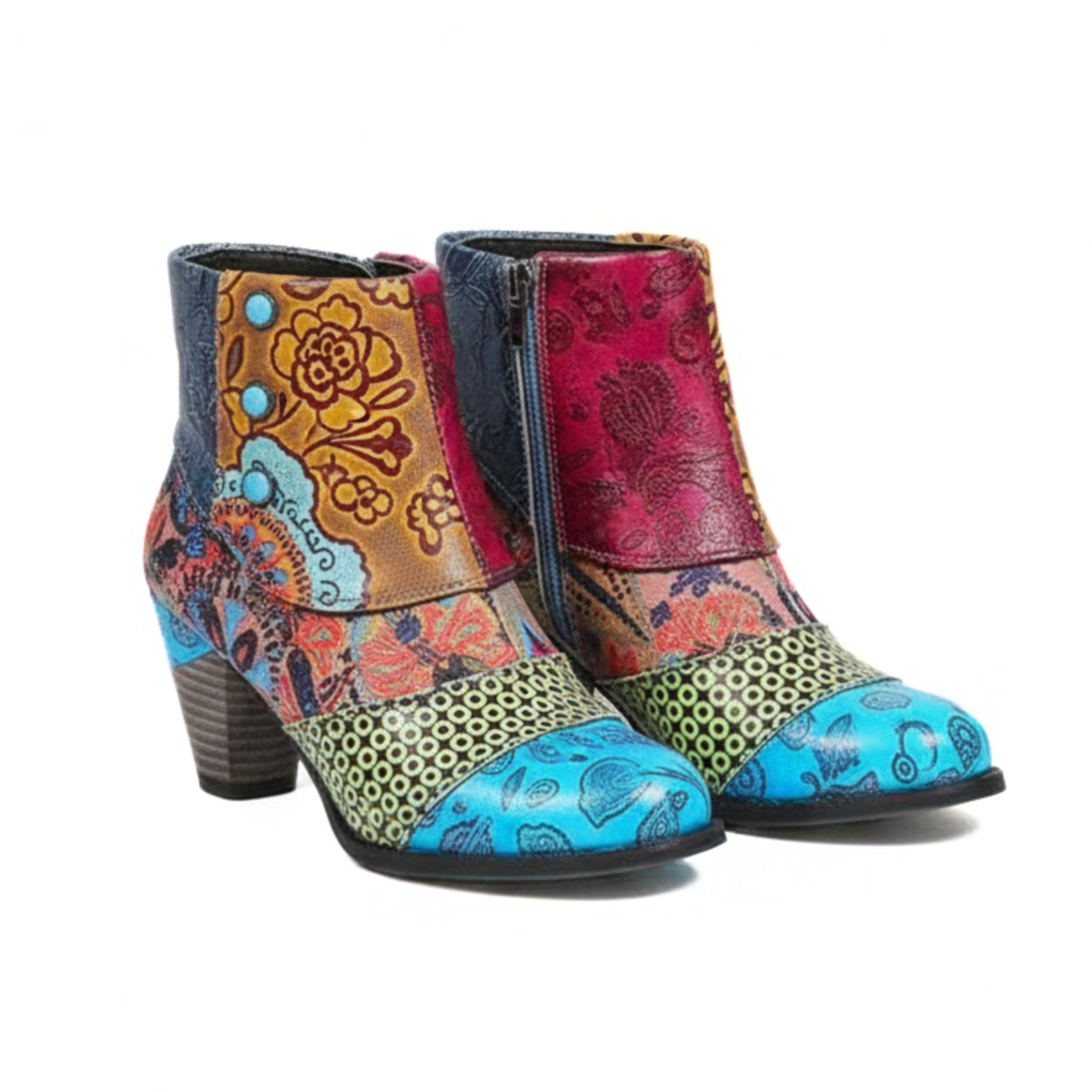 Bottes Hiver Femme Rétro Imperméables avec Talon Haut