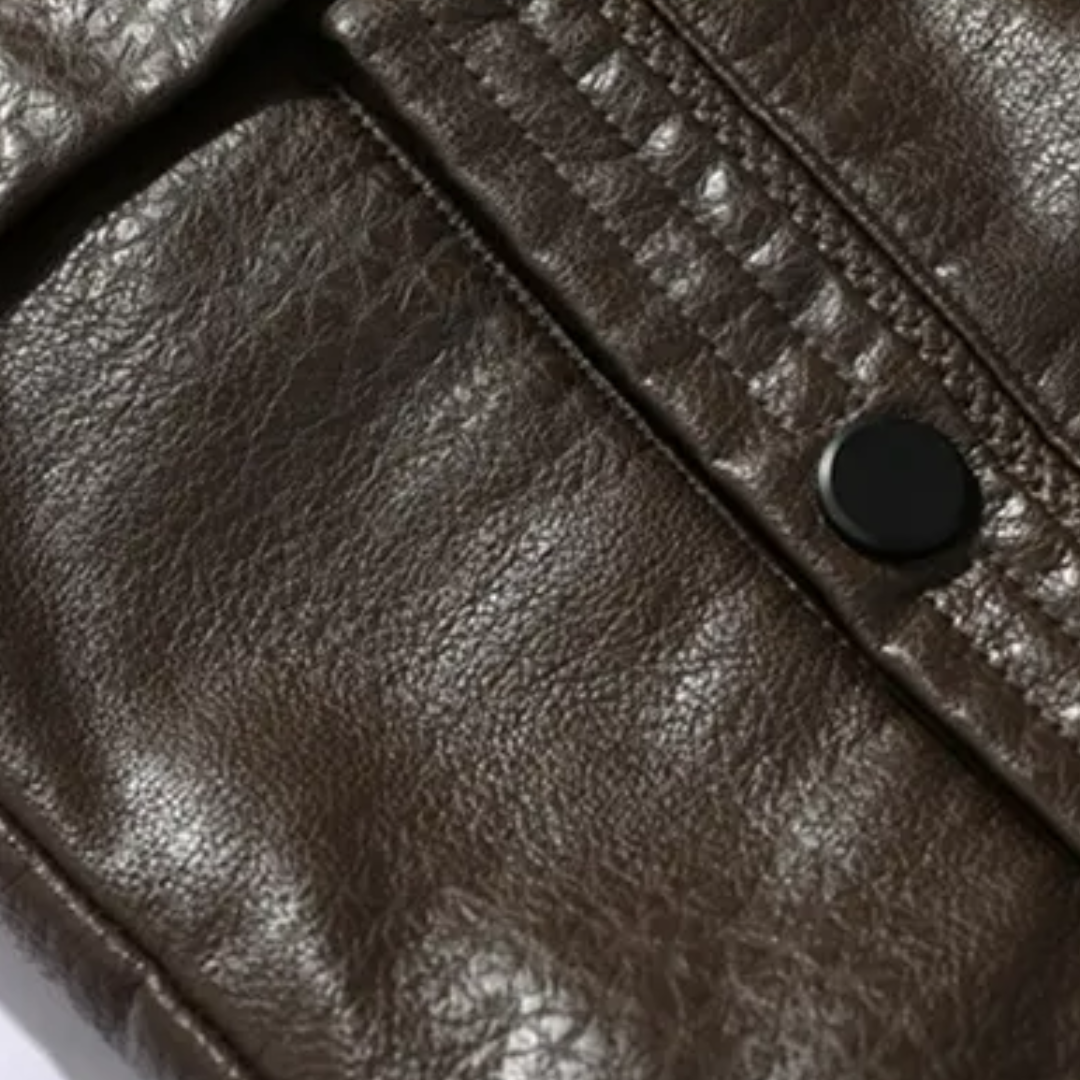 Veste Cuir Homme Élégante en Cuir Véritable pour Hiver-6