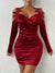 Variant image for Robe Femme Sans Épaule Volants Polyester Élégante-9