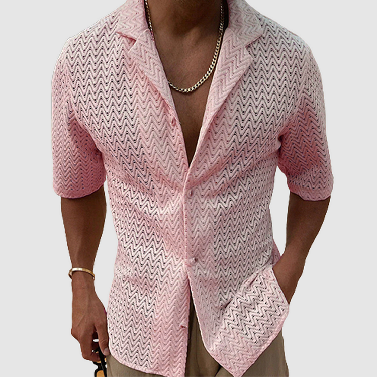 Chemise Homme Manche Courte Minimaliste en Coton 5