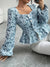 Chemisier Femme Chic à Motif Floral avec Manches Gonflées en Tissu Léger-3