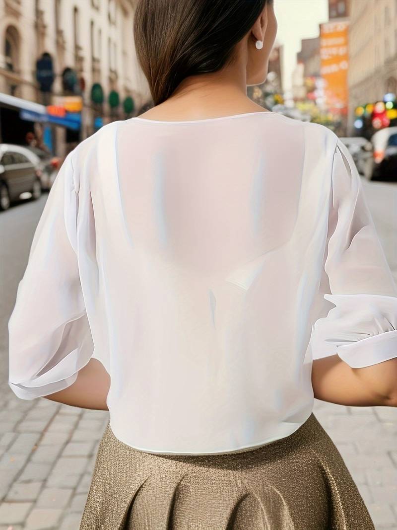 Chemisier Femme Chic Ouvert Aéré Tissu Léger-2