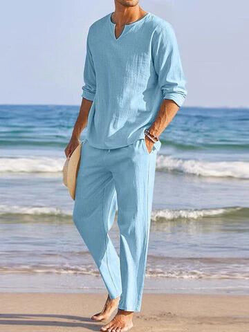 Vêtements pour Hommes Ensemble Élégant Pantalons Chemise Tissu Doux 1