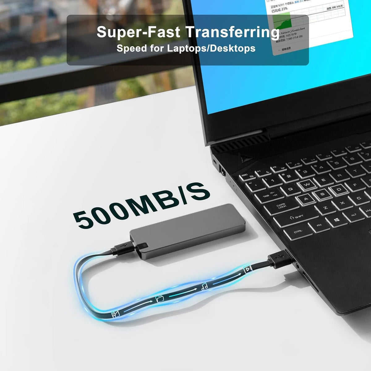 Disque Dur Externe SSD 1 To Argent Compact Portable-5