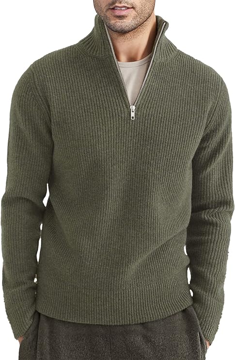 Pull Homme Zippé Élégant Design Italien en Coton-1