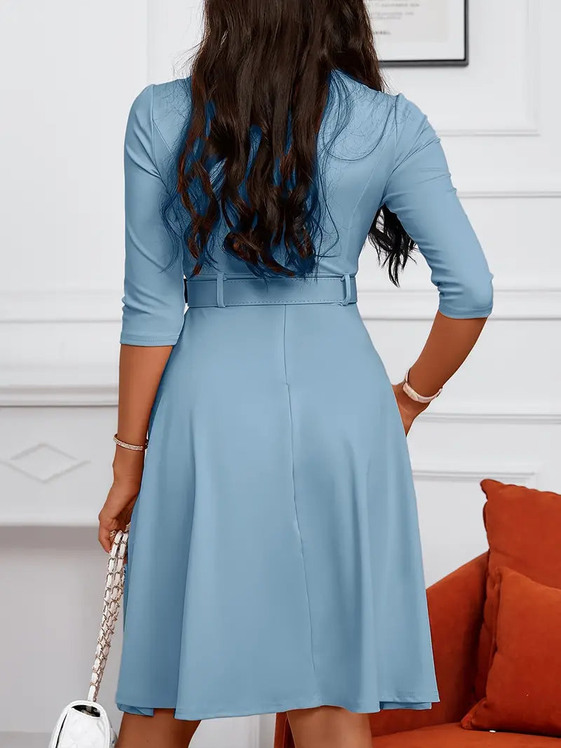 Robe Femme Décolleté Circulaire avec Fermeture Éclair en Polyester-5