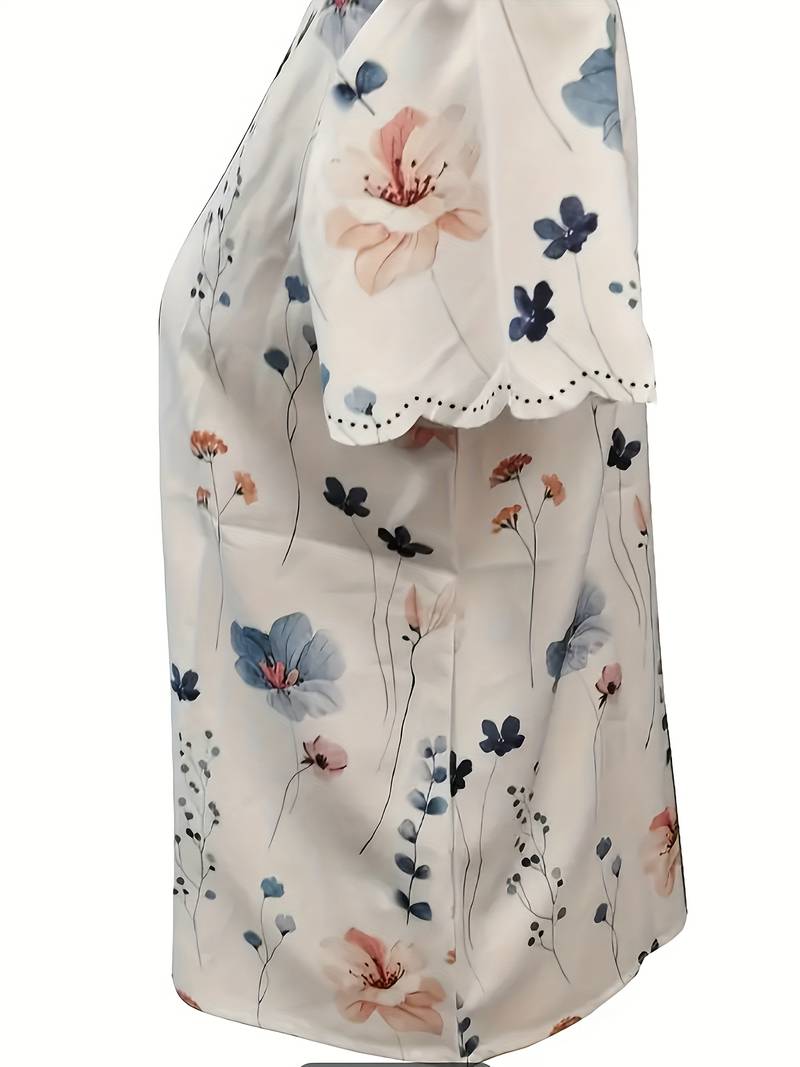 Chemisier Femme Chic à Motif Floral Tissu Léger-3