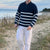 Pull pour Homme Rayé avec Demi-Fermeture Éclair en Mélange de Coton 3