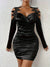Variant image for Robe Femme Sans Épaule Volants Polyester Élégante-17