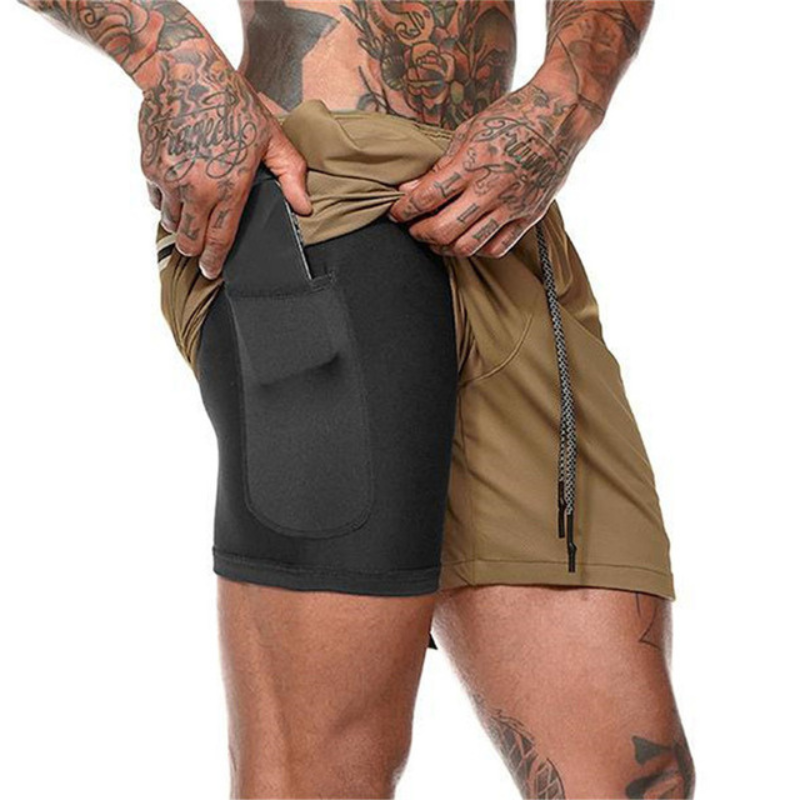 Short de plage double couche pour hommes