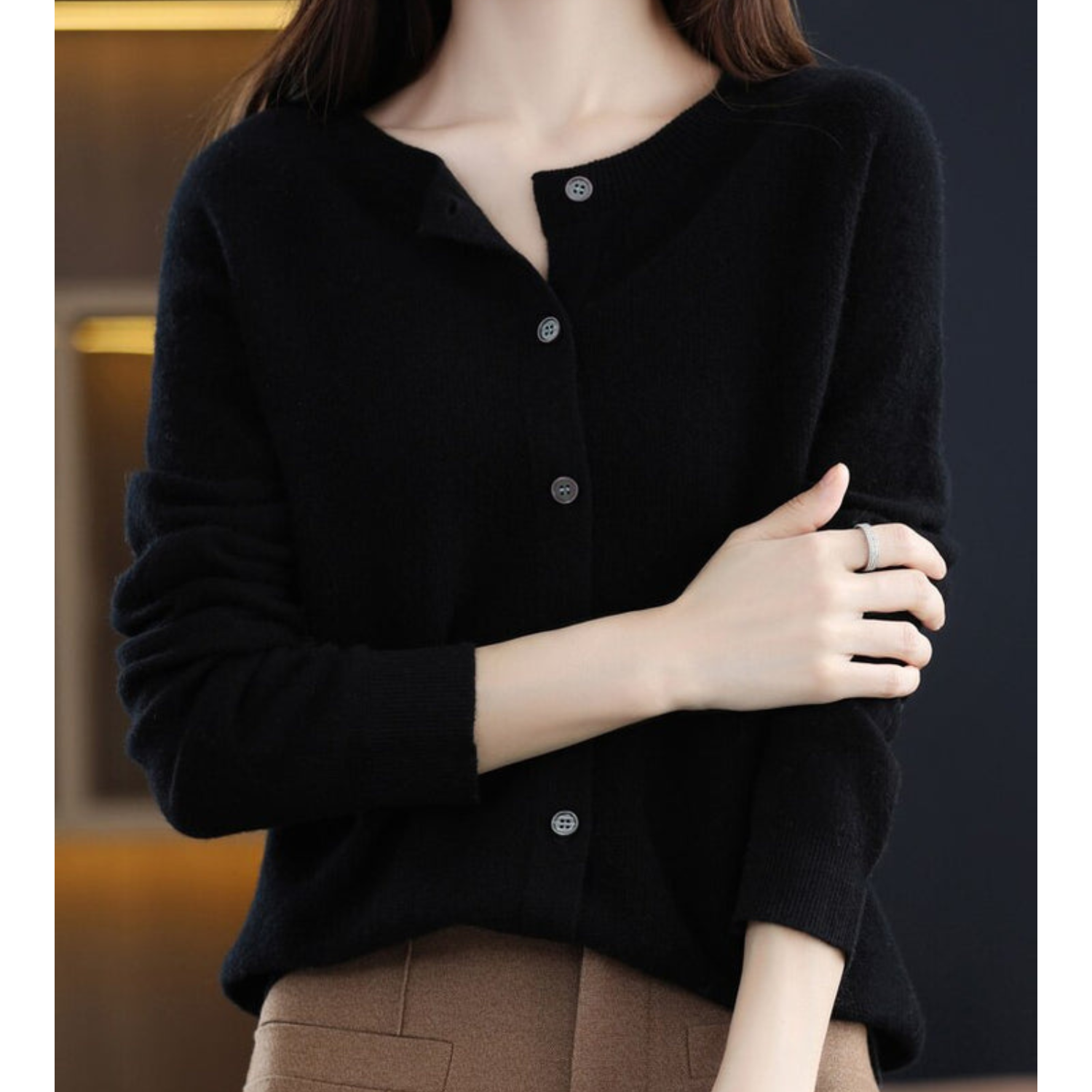 Pull Femme Col en V en Laine Pure Ajusté 6