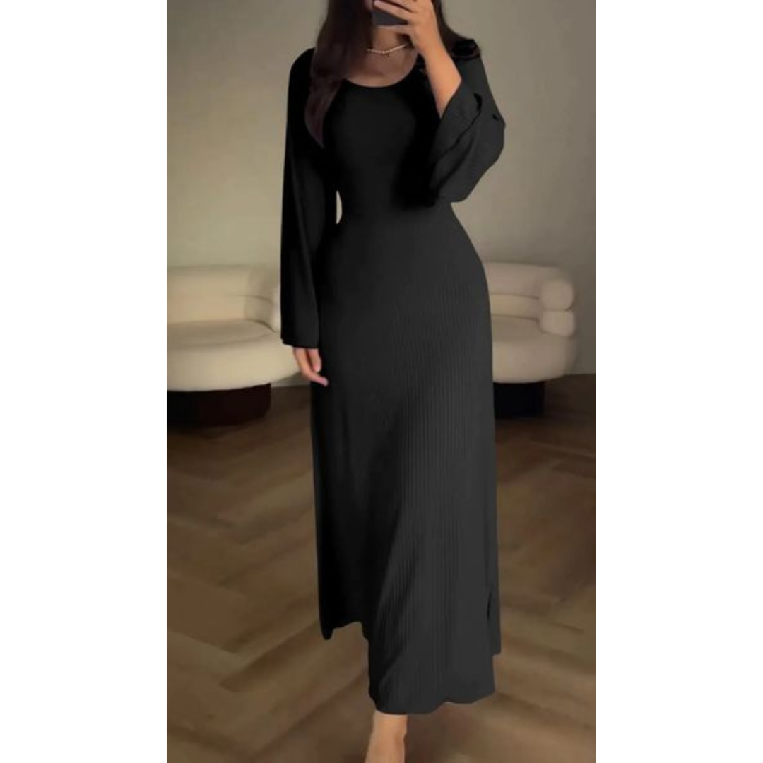 Variant image for Robe Longue Femme Côtelée Maxi Été Confortable-13