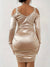 Robe Femme Sans Épaule Volants Polyester Élégante-2