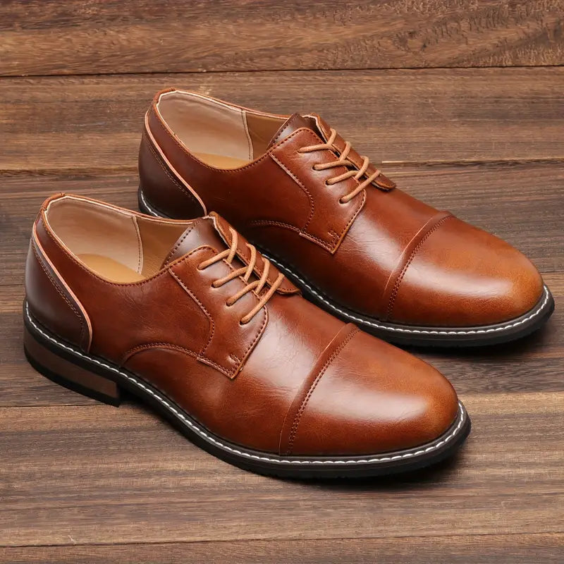 Chaussures pour Hommes Derby Vintage Cuir Authentique-6