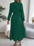 Robe Femme Longue Élégante Monochrome avec Col Sophistiqué en Polyester-3