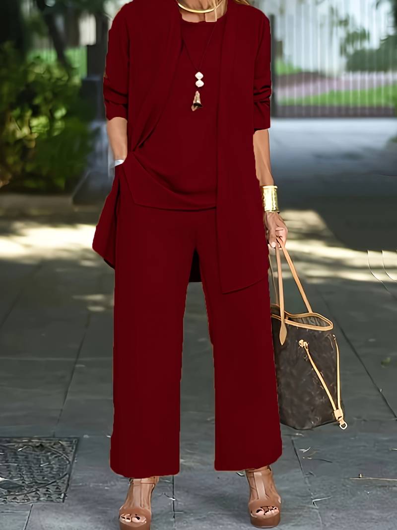 Variant image for Ensemble Femme Cardigan et Pantalon Long en Mélange de Coton et Polyester-7