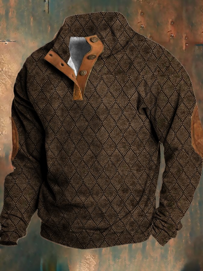 Pull Homme Décontracté Rétro en Fleece Mélangé Polyester Coton 3