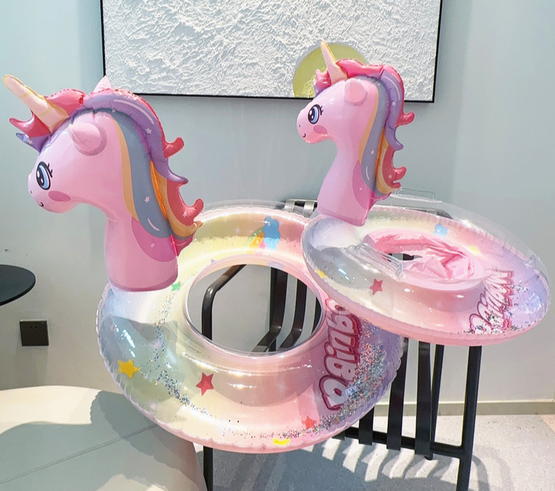Anneau de natation gonflable licorne pailletée