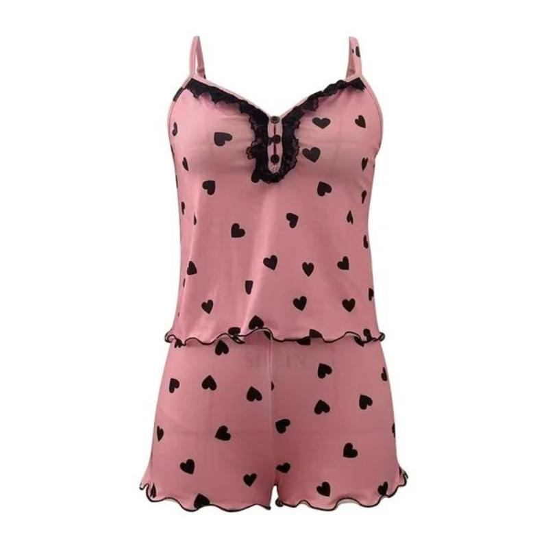 Ensemble de vêtements de nuit à col en V profond pour femmes