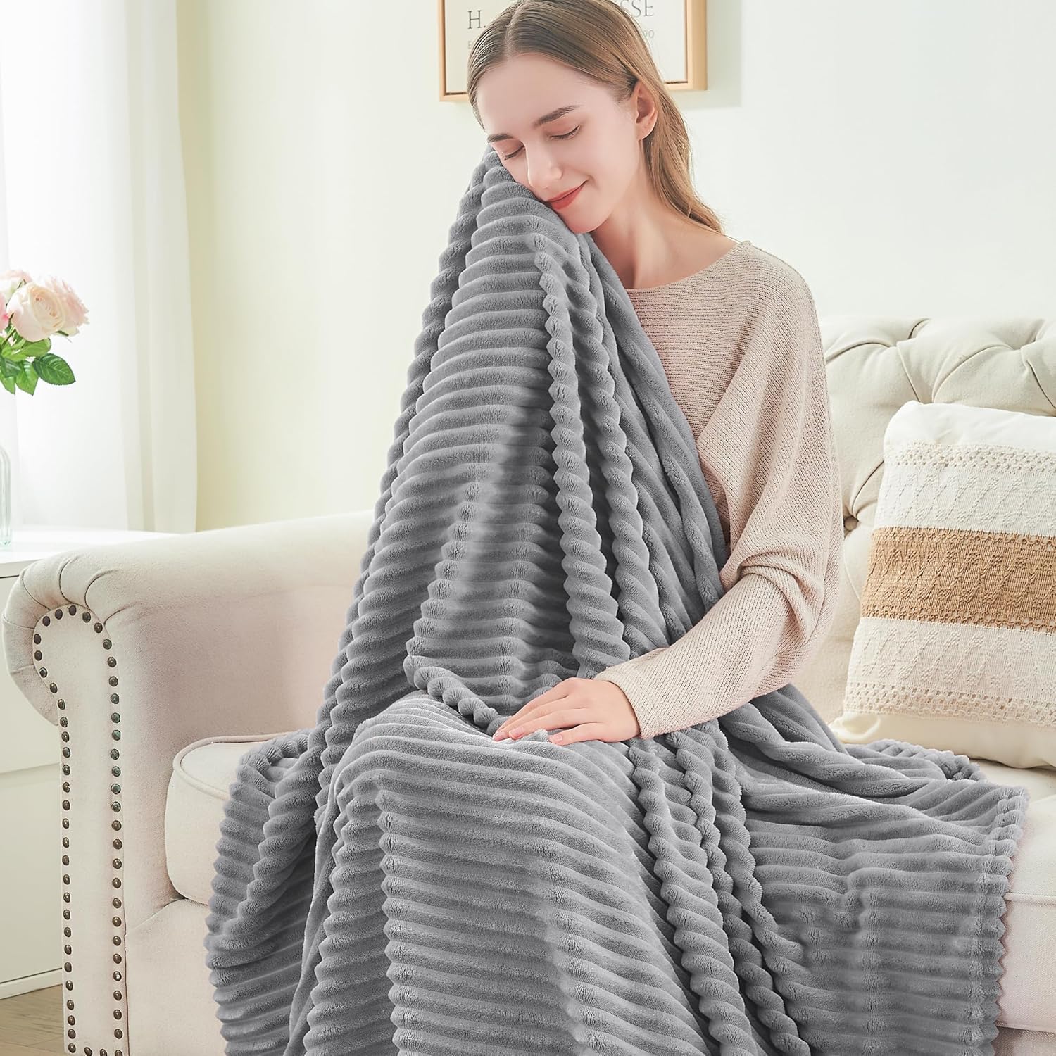 Couverture en flanelle rayée