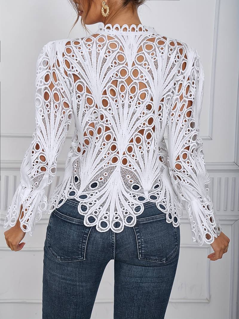 Chemisier Femme Asymétrique Chic en Polyester avec Découpes Modernes-2