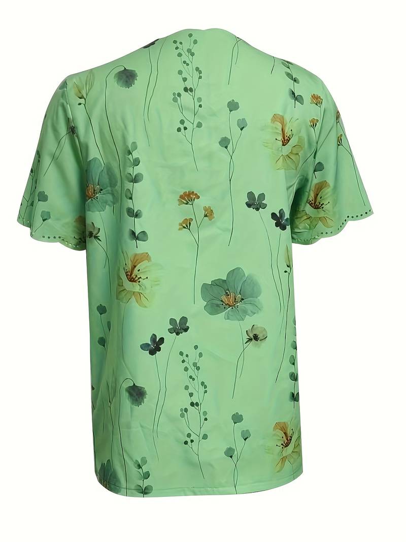 Variant image for Chemisier Femme Chic à Motif Floral Tissu Léger-41