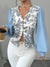Blouse Femme Col en V Manches de Lanterne Imprimé Floral 100% Polyester-4