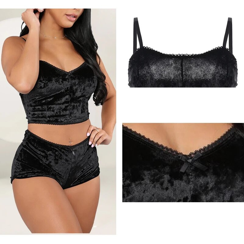 Ensemble de vêtements de nuit en velours doux pour femmes