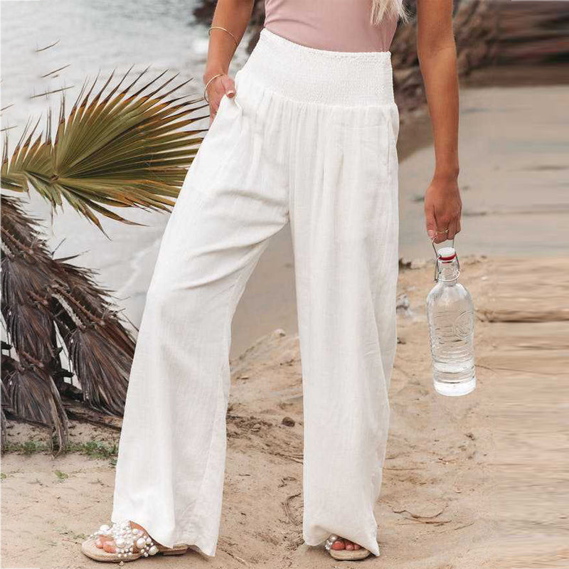Pantalon Fluide Femme Tropical Décontracté Tissu Respirant-3