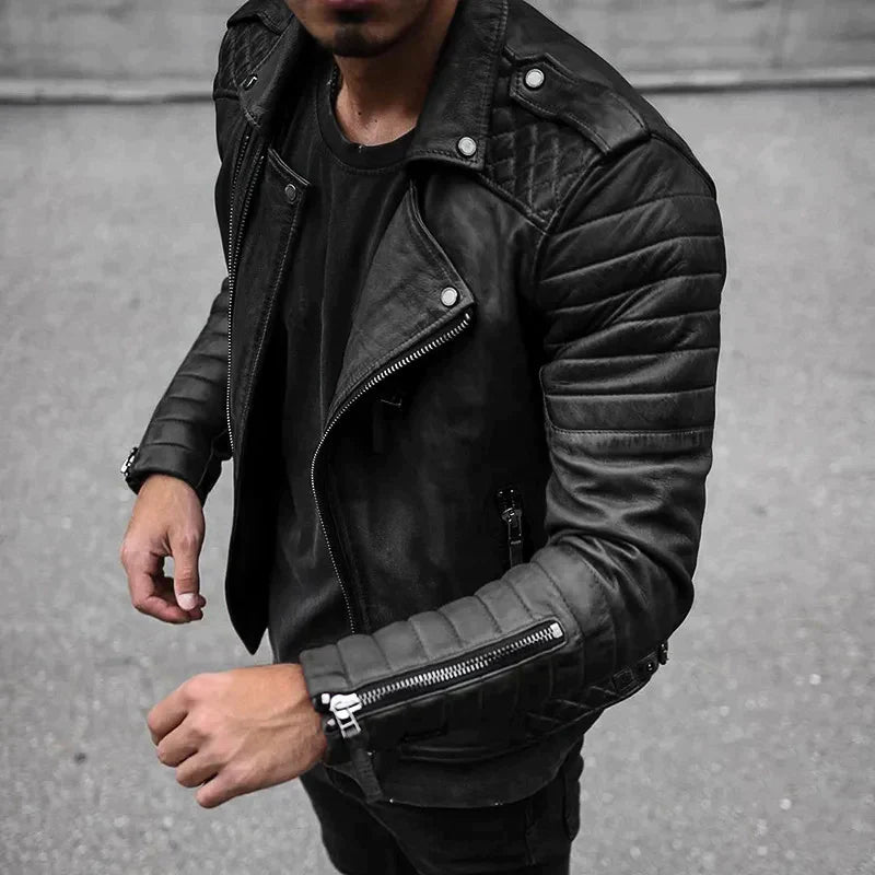 Veste en Cuir Homme Style Urbain en Cuir de Haute Qualité-1