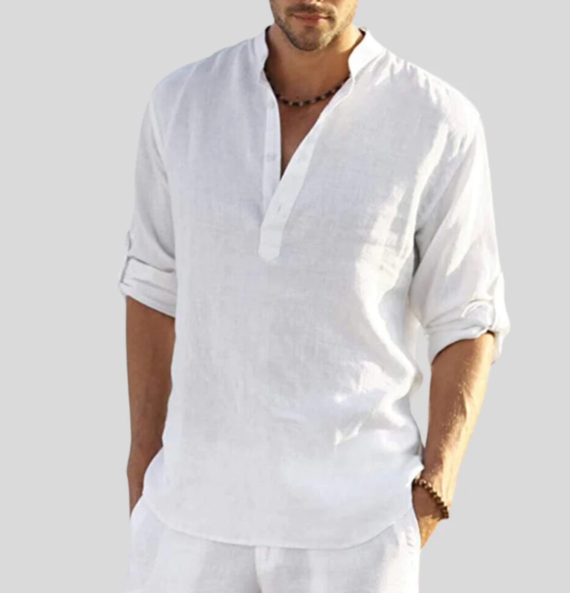Variant image for Chemise Homme Élégante en Lin Légère Manche Courte-2
