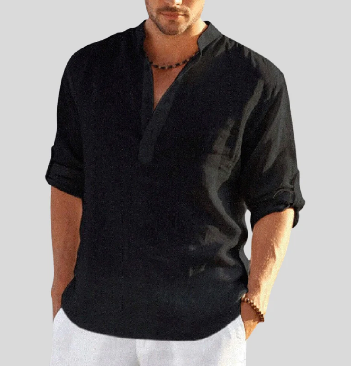Variant image for Chemise Homme Élégante en Lin Légère Manche Courte-26