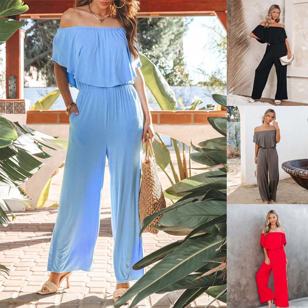 Combinaison Femme Chic Épaules Dénudées Polyester-6