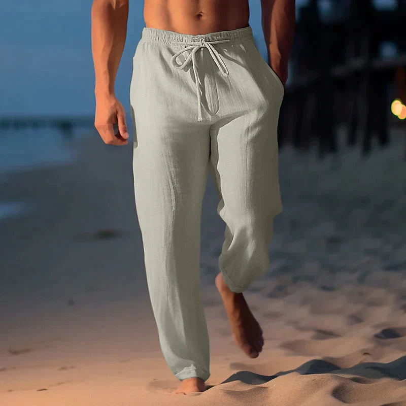 Pantalon Homme Décontracté en Lin Respirant pour le Printemps-1