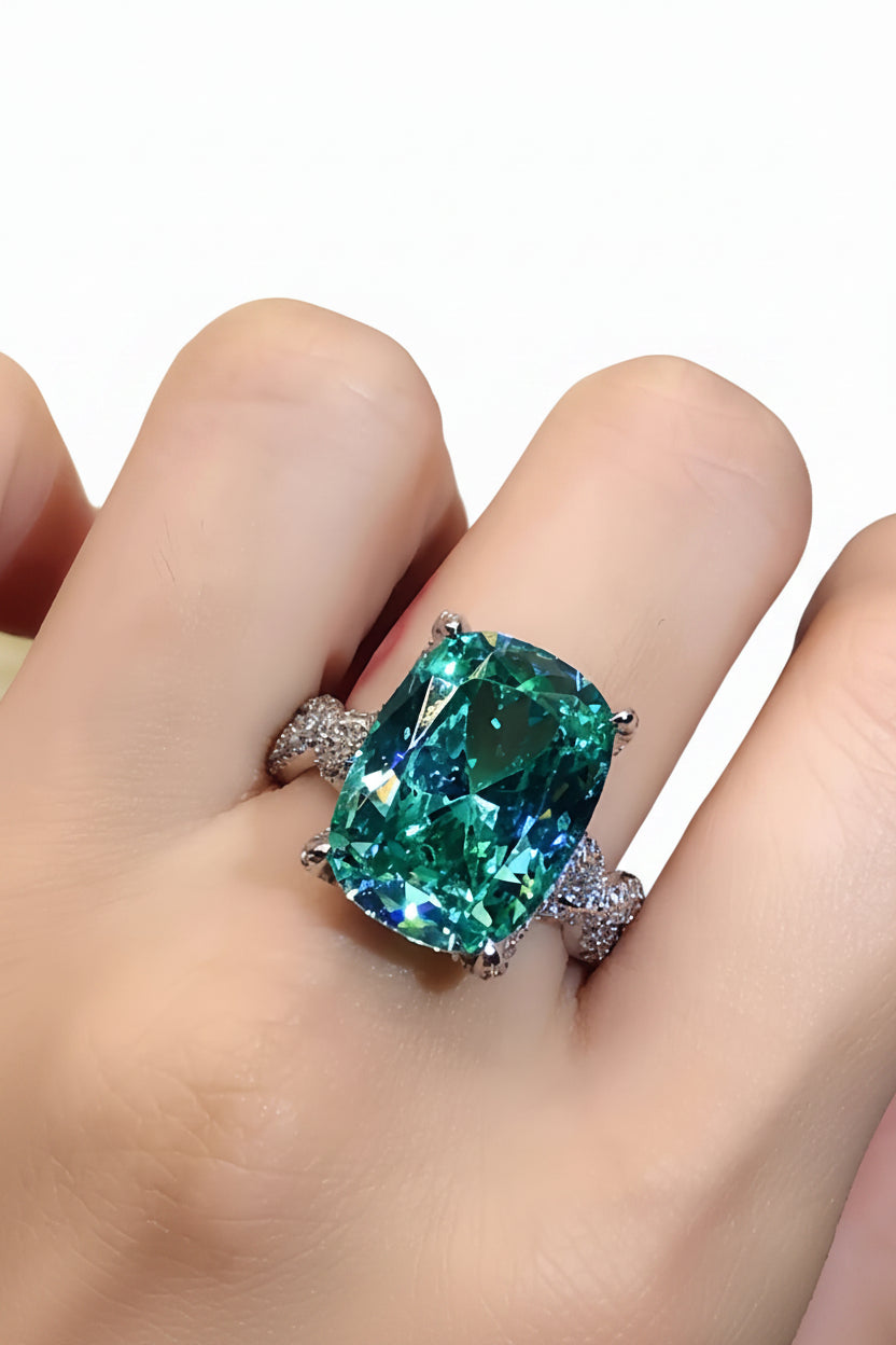 Anneaux Femme Design Art Vert avec Cristal de Zircon 0