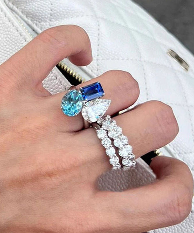 Anneaux Femme Style Cristal Zircon Colorblock 1