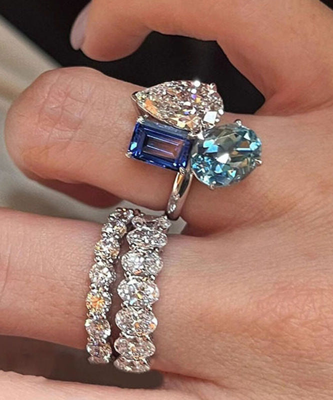 Anneaux Femme Style Cristal Zircon Colorblock 2