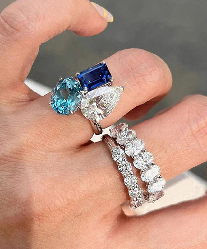 Anneaux Femme Style Cristal Zircon Colorblock 3