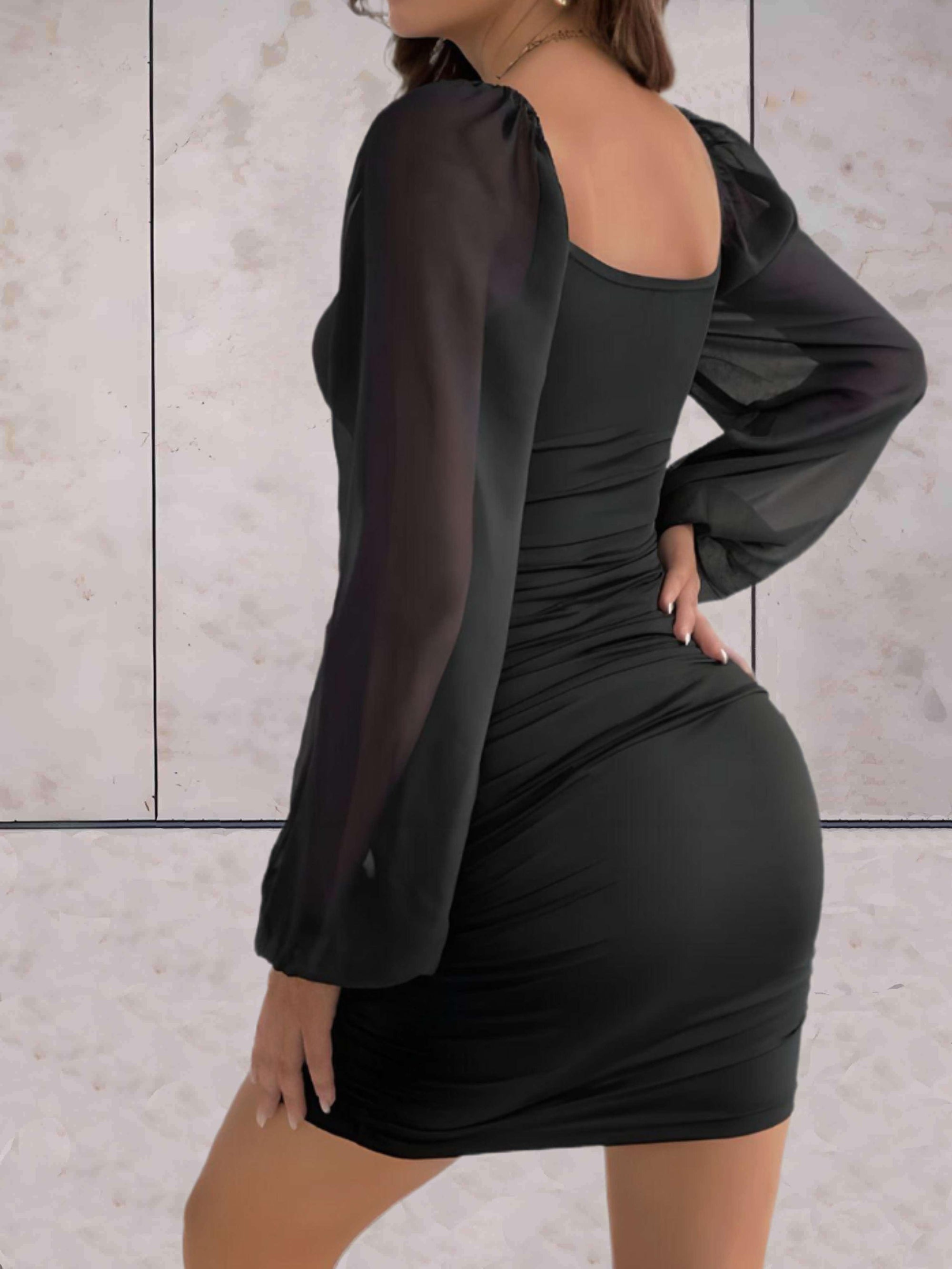 Robe Femme Mini Élégante Manches Larges 100% Polyester 6
