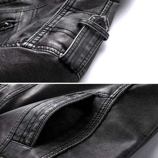 Veste Cuir Homme Moto Noir Élégante en Cuir de Haute Qualité-3