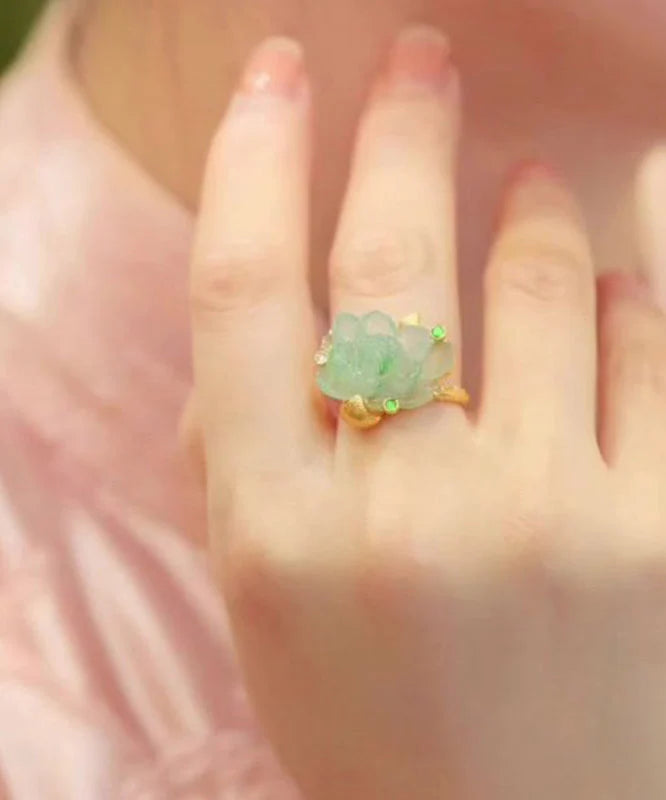 Bague Femme Lotus Jade Style Chinois 1